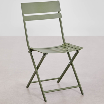 Pack of 2 Tamarit Folding Steel Garden Chairs - Olive Green