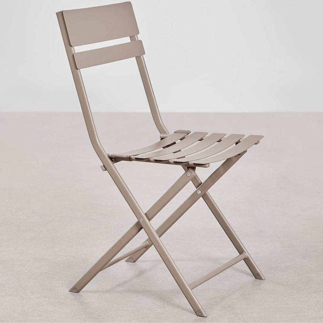 Pack of 2 Tamarit Folding Steel Garden Chairs - Olive Green