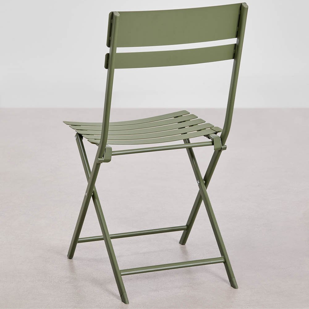 Pack of 2 Tamarit Folding Steel Garden Chairs - Olive Green