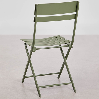 Pack of 2 Tamarit Folding Steel Garden Chairs - Olive Green