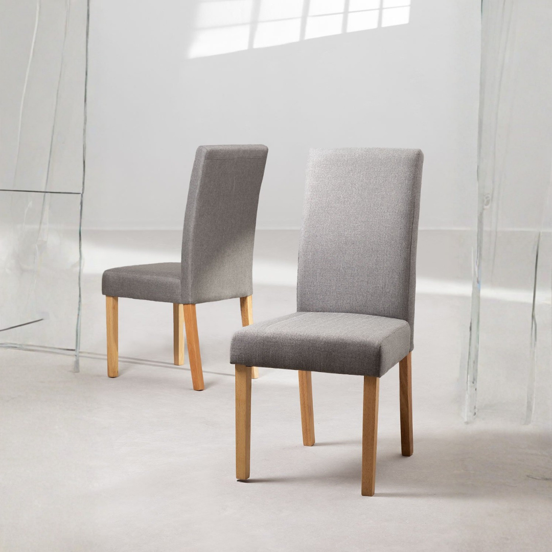 Pack of 2 Cindy Fabric Dining Chairs - Rubberwood Frame