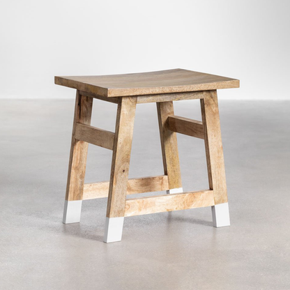 Pid Low Stool - Mango Wood with White Legs