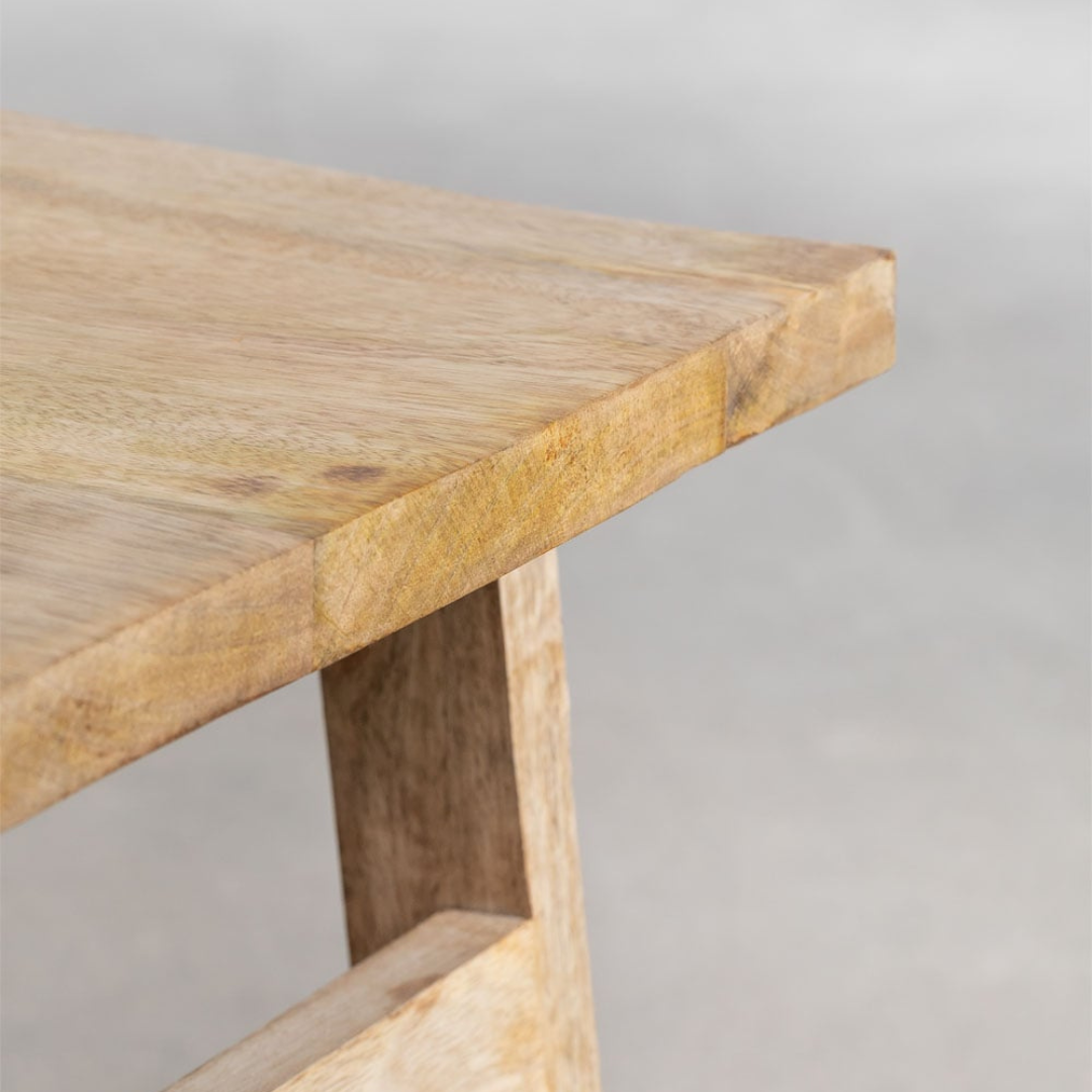 Pid Low Stool - Mango Wood with White Legs