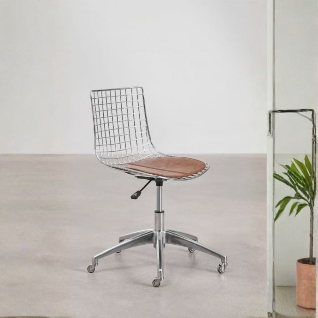 Renee Steel High Stool with Backrest – Chrome & Faux Leather