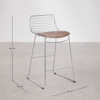 Renee Steel High Stool with Backrest – Chrome & Faux Leather