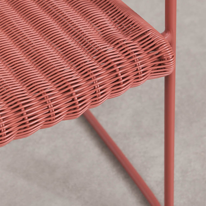Revia Stackable Dining Chair with Armrests - Synthetic Wicker & Steel