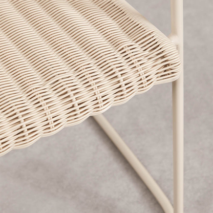 Revia Stackable Dining Chair with Armrests - Synthetic Wicker & Steel