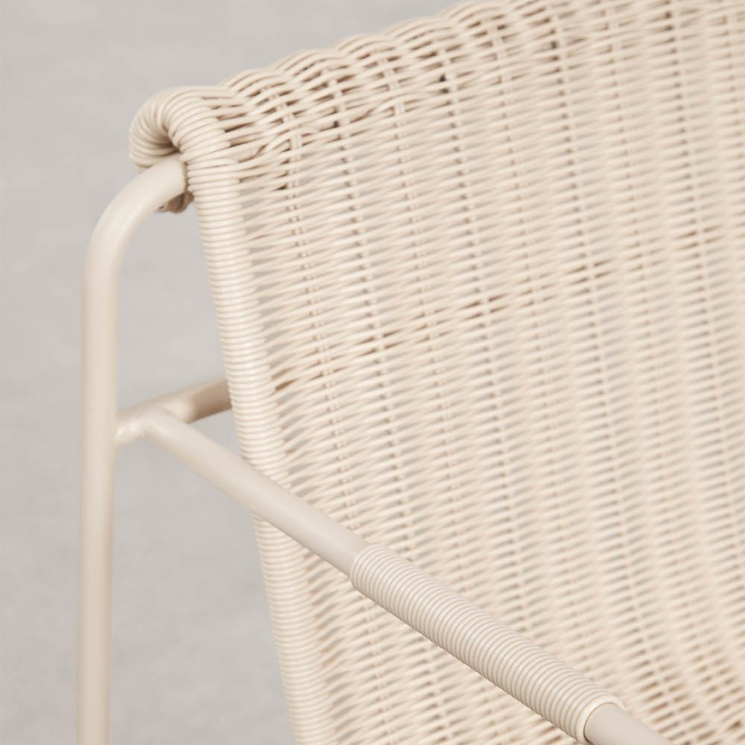Revia Stackable Dining Chair with Armrests - Synthetic Wicker & Steel