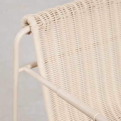 Revia Stackable Dining Chair with Armrests - Synthetic Wicker & Steel