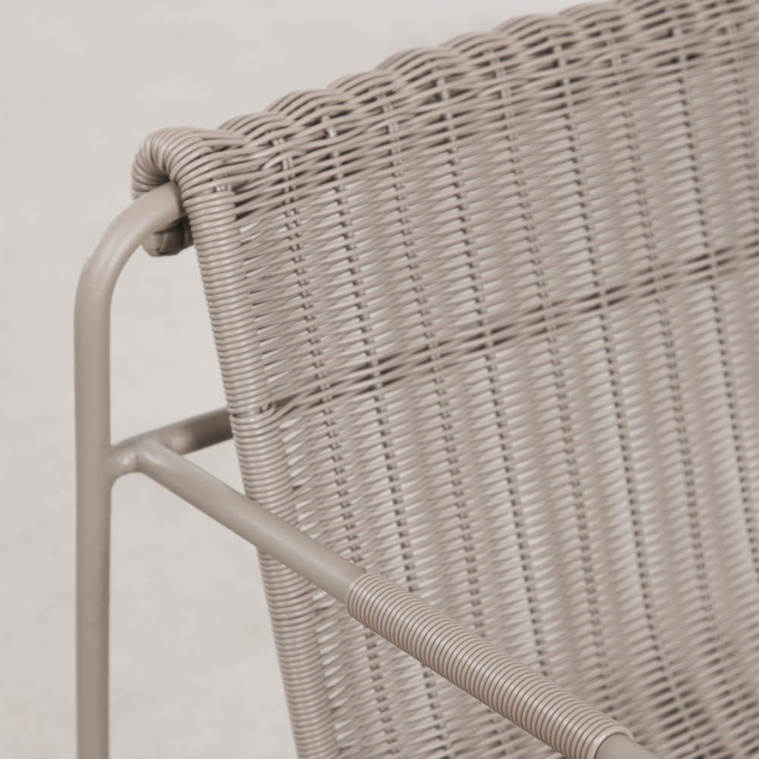 Revia Stackable Dining Chair with Armrests - Synthetic Wicker & Steel