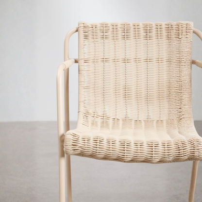 Revia Stackable High Garden Stool with Armrests - Wicker & Steel