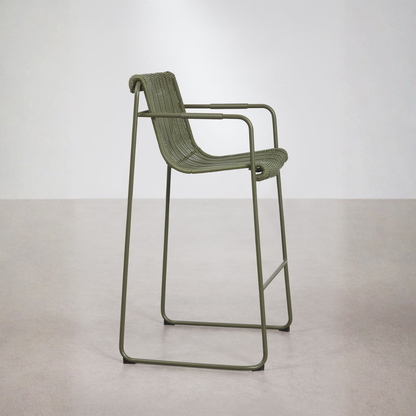 Revia Stackable High Garden Stool with Armrests - Wicker & Steel