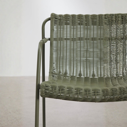 Revia Stackable High Garden Stool with Armrests - Wicker & Steel