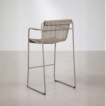 Revia Stackable High Garden Stool with Armrests - Wicker & Steel