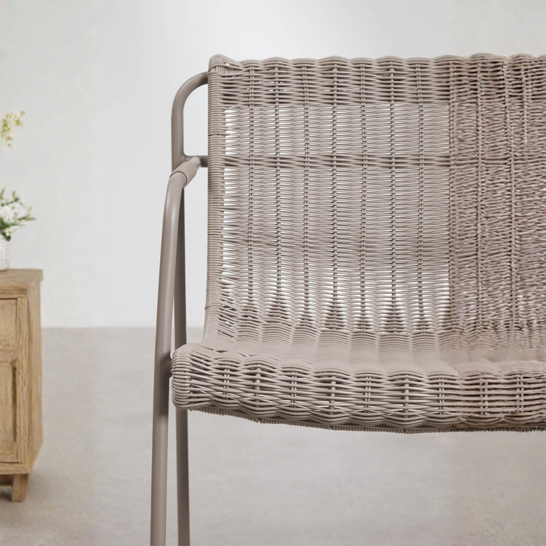 Revia Stackable High Garden Stool with Armrests - Wicker & Steel