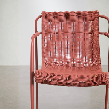 Revia Stackable High Garden Stool with Armrests - Wicker & Steel