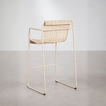 Revia Stackable High Garden Stool with Armrests - Wicker & Steel