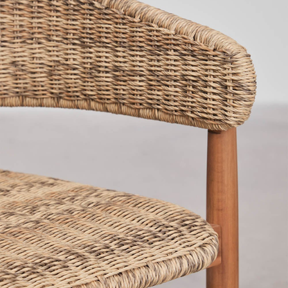 Ribeira Garden Chair with Armrests in Acacia Wood & Rattan