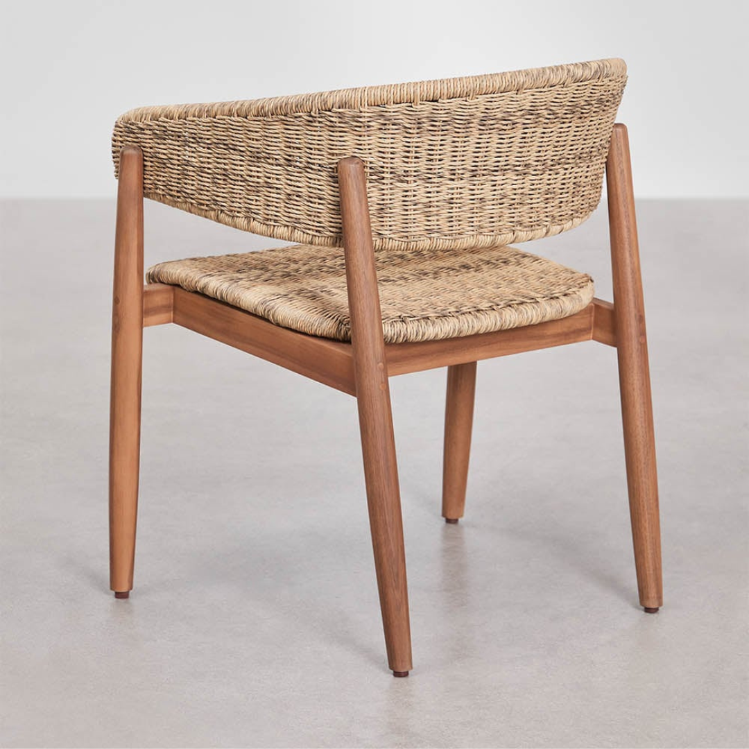 Ribeira Garden Chair with Armrests in Acacia Wood & Rattan