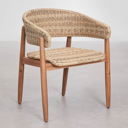 Ribeira Garden Chair with Armrests in Acacia Wood & Rattan