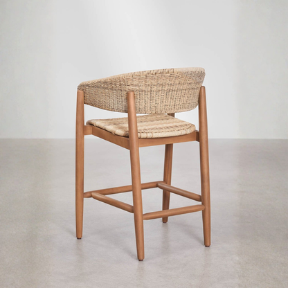 Ribeira High Stool in Acacia Wood & Synthetic Rattan