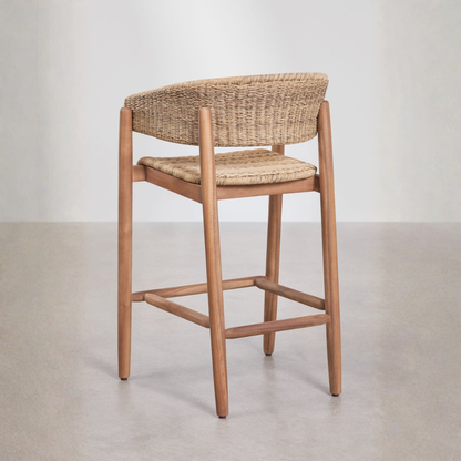 Ribeira High Stool in Acacia Wood & Synthetic Rattan