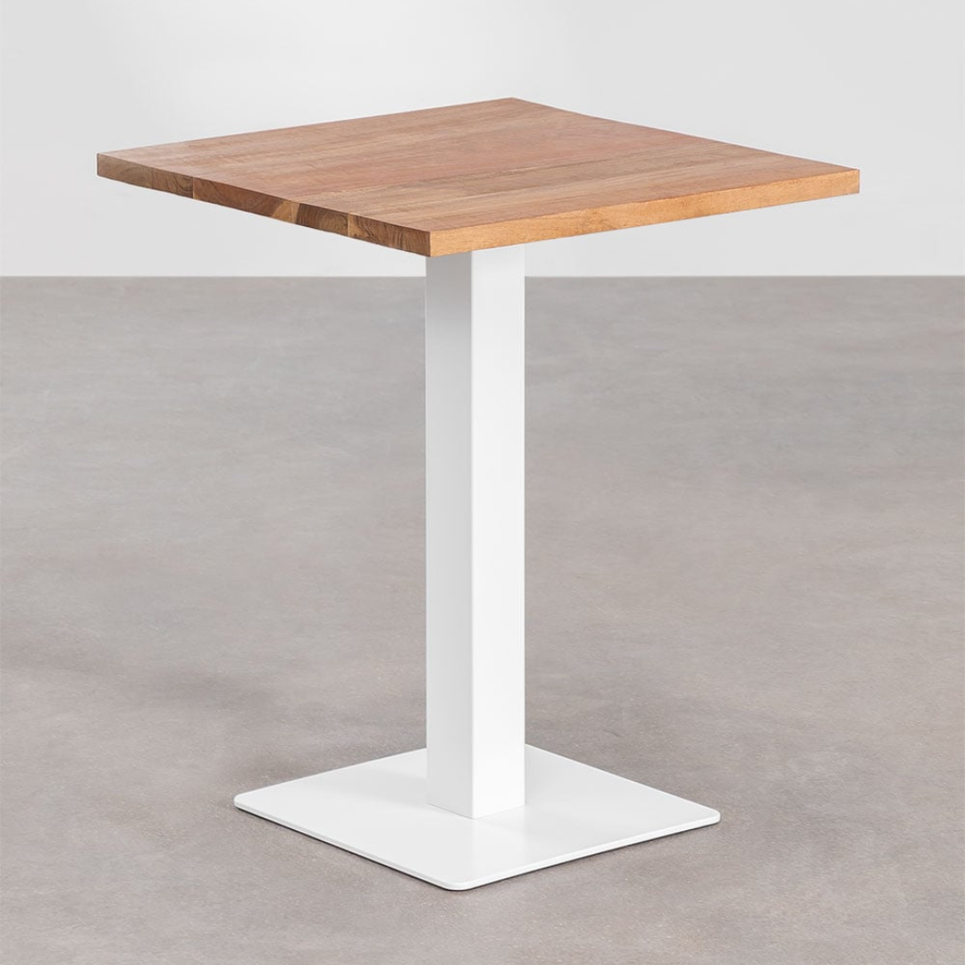 Ristretto Square Bar Table - Acacia Wood & Steel Base