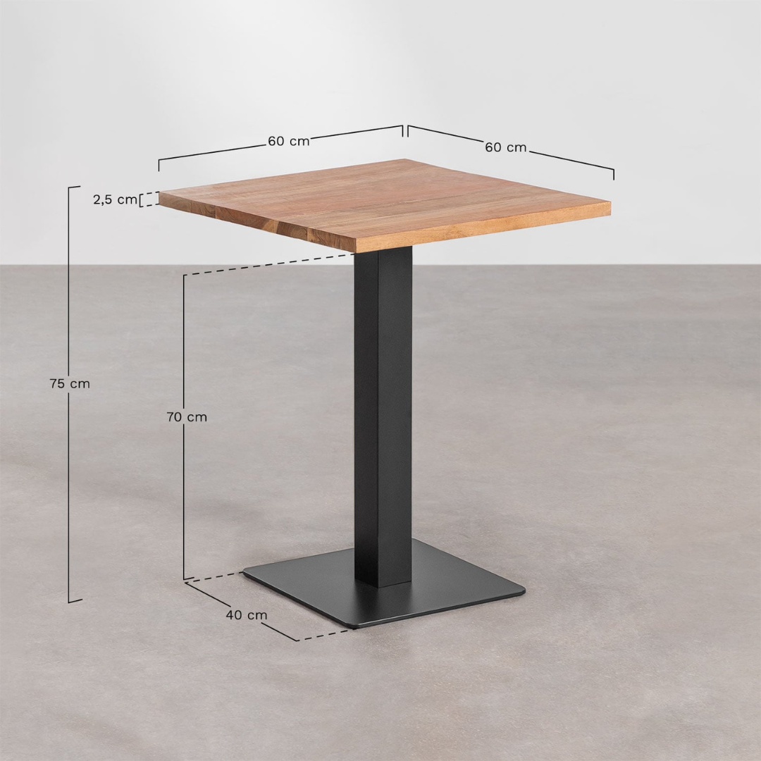 Ristretto Square Bar Table - Acacia Wood & Steel Base