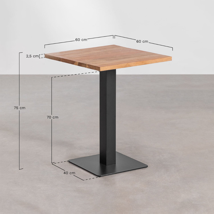 Ristretto Square Bar Table - Acacia Wood & Steel Base