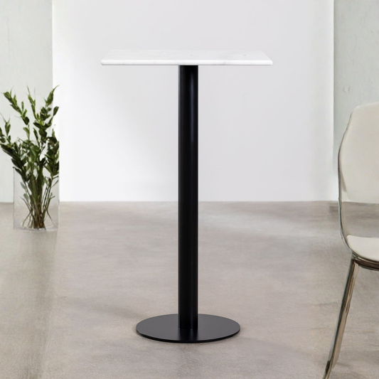 Rocher High Square Bar Table 60x60 cm in Marble & Steel