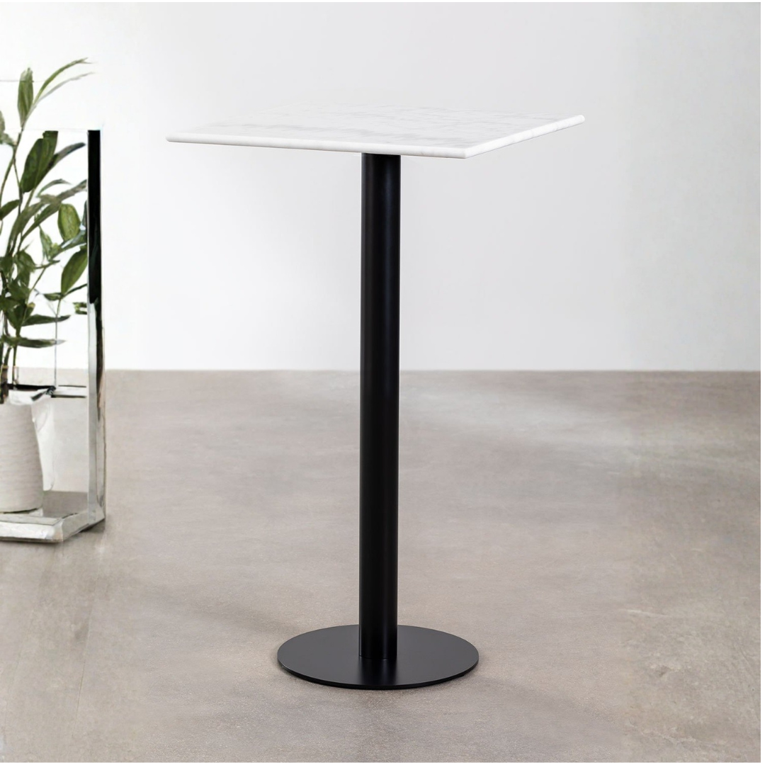 Rocher High Square Bar Table 60x60 cm in Marble & Steel