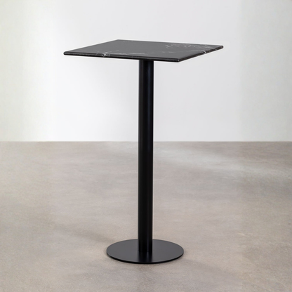 Rocher High Square Bar Table 60x60 cm in Marble & Steel
