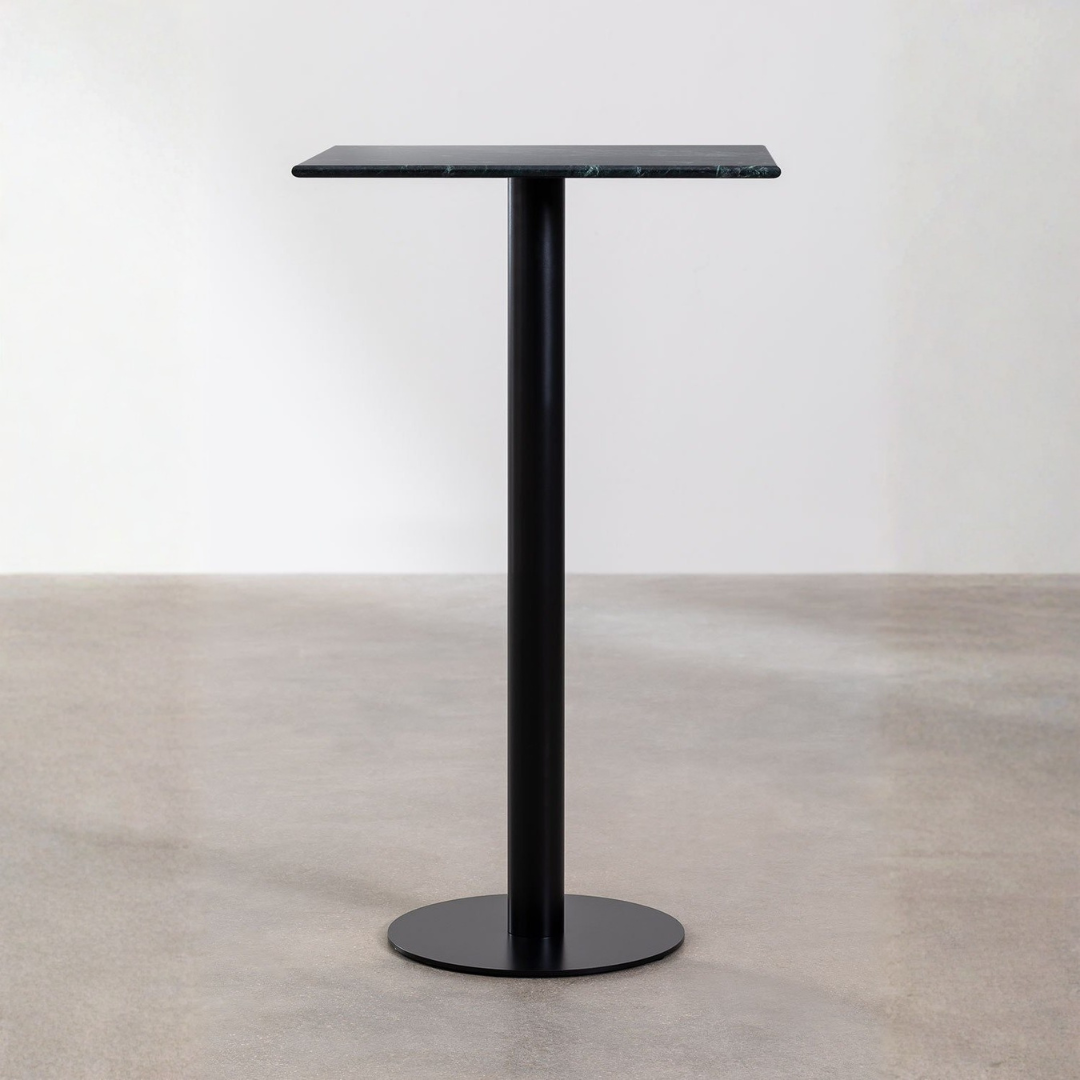 Rocher High Square Bar Table 60x60 cm in Marble & Steel