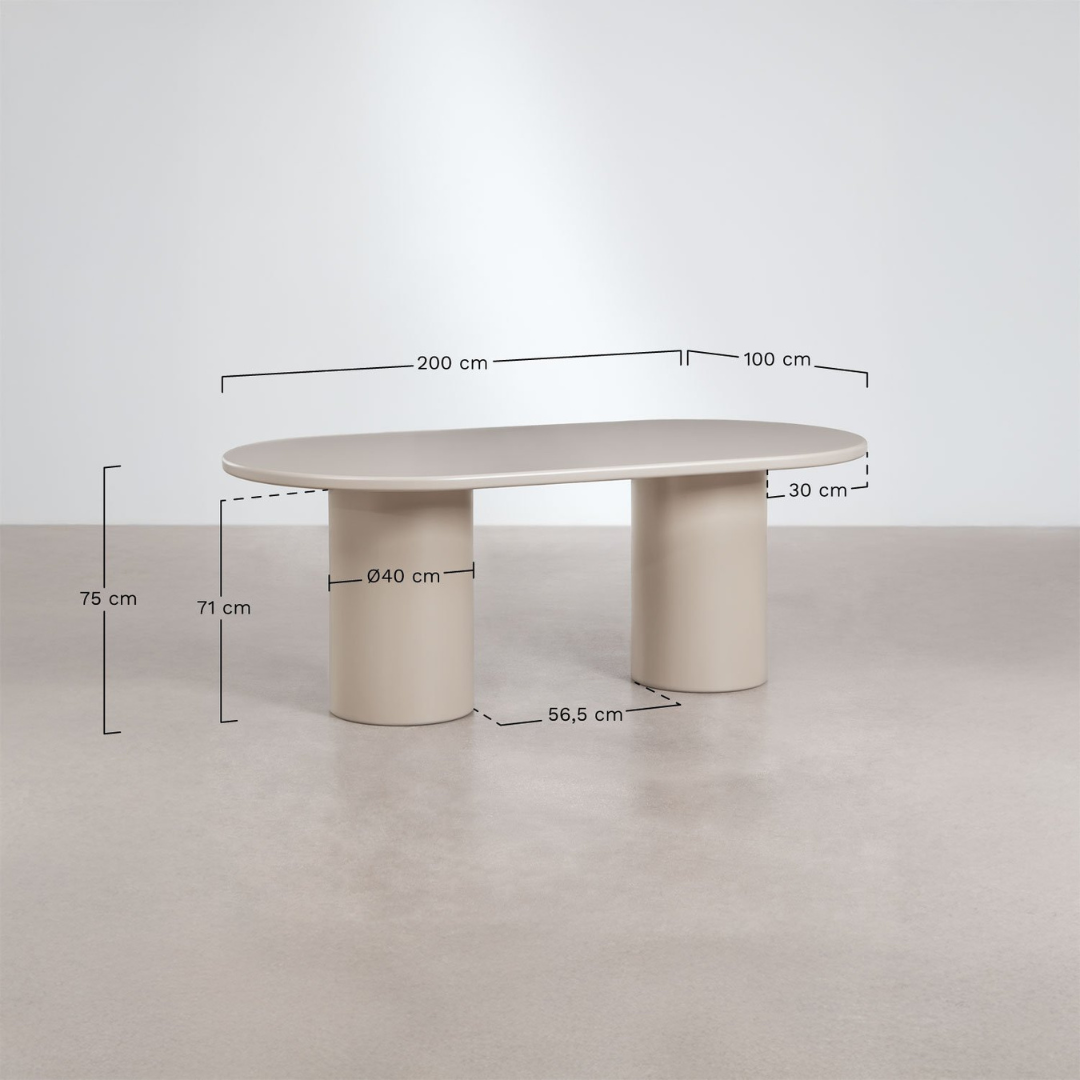 Rodeo Oval Dining Table 200x100 cm in MDF – Beige Tapioca