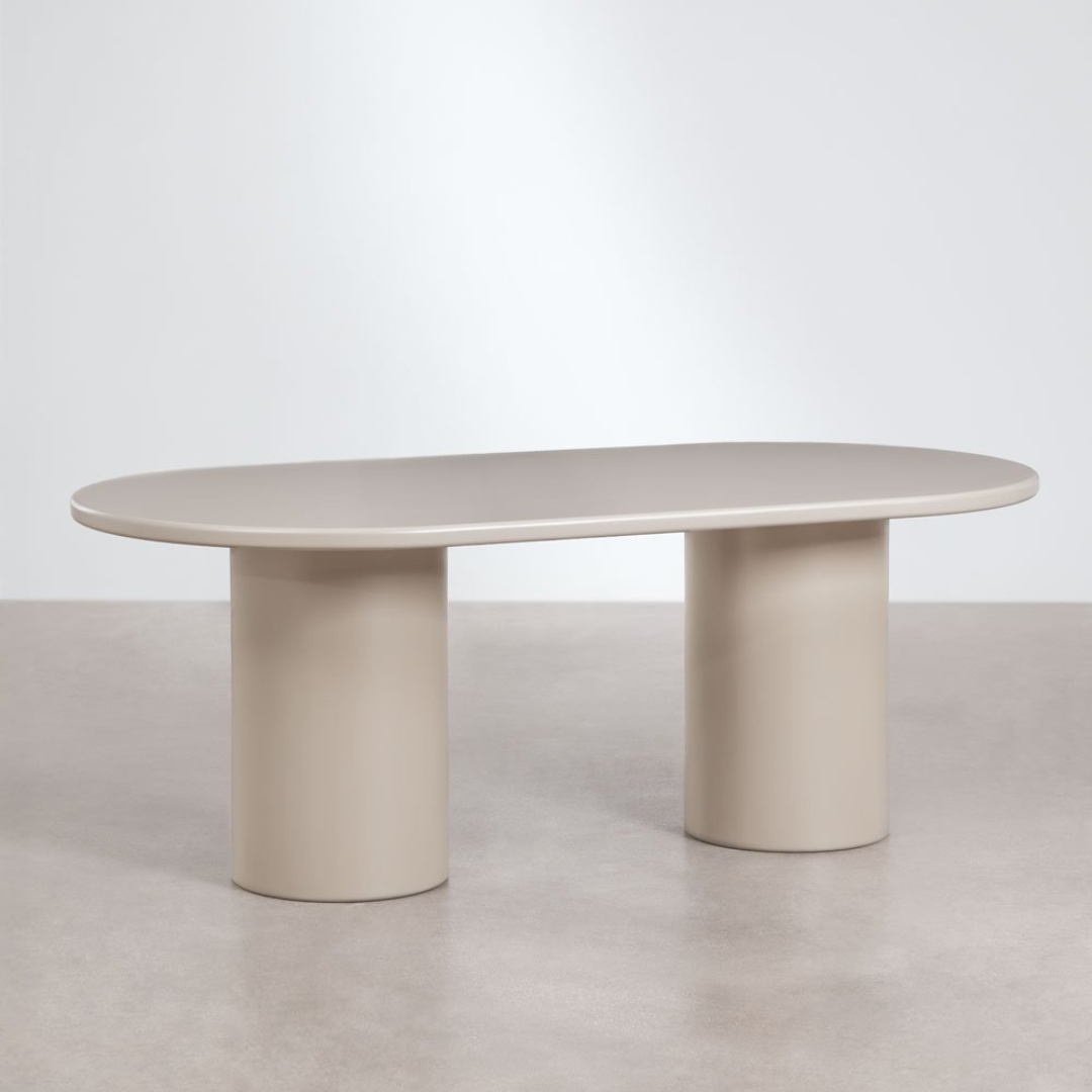 Rodeo Oval Dining Table 200x100 cm in MDF – Beige Tapioca