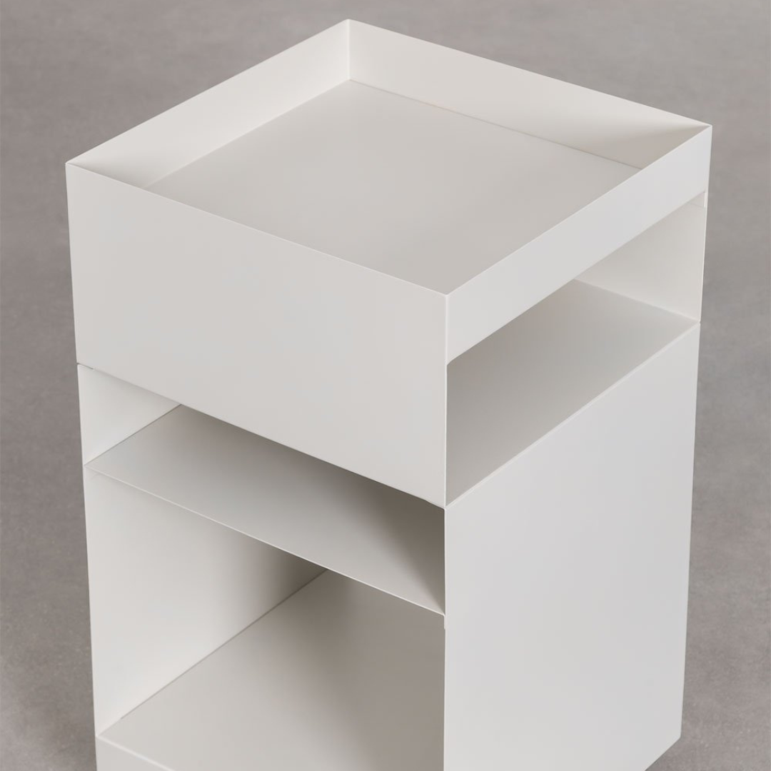 Rodgers Square Side Table 35x35 cm with Wheels & Shelves