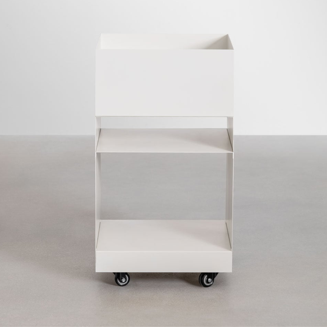 Rodgers Square Side Table 35x35 cm with Wheels & Shelves