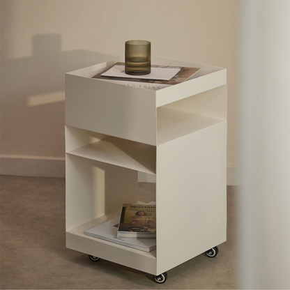 Rodgers Square Side Table 35x35 cm with Wheels & Shelves