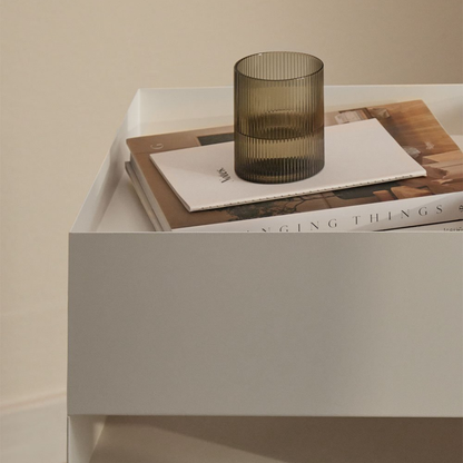 Rodgers Square Side Table 35x35 cm with Wheels & Shelves