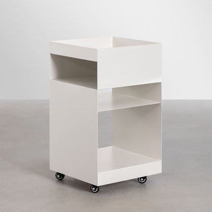 Rodgers Square Side Table 35x35 cm with Wheels & Shelves