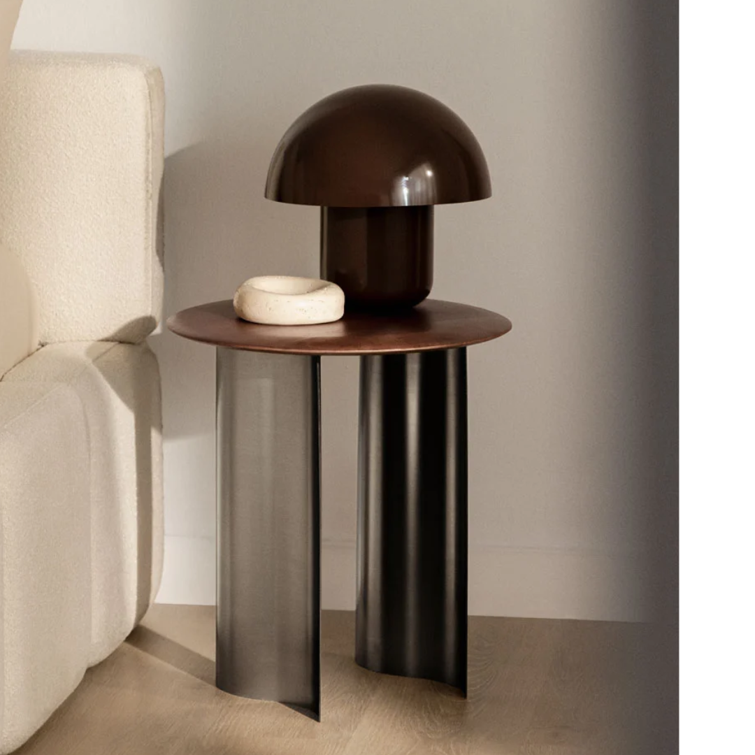 Round Nightstand Mango Wood & Stainless Steel – Marvion