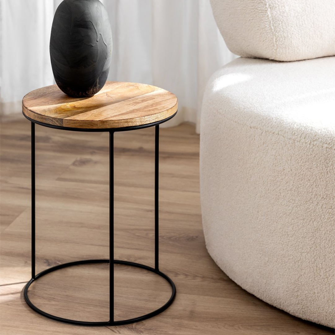 Tannam Round Side Table Ø30 cm in Mango Wood & Iron