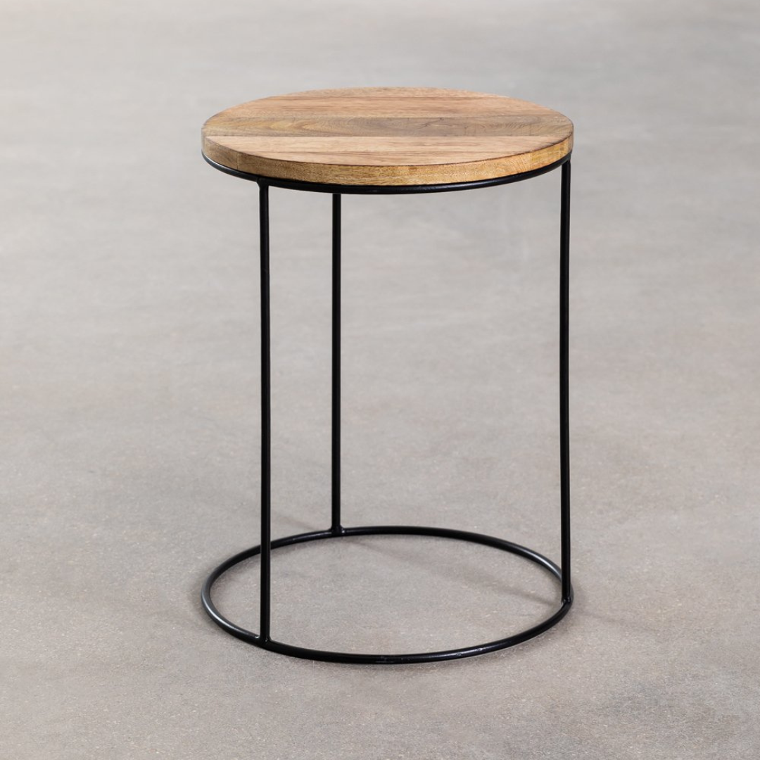 Tannam Round Side Table Ø30 cm in Mango Wood & Iron
