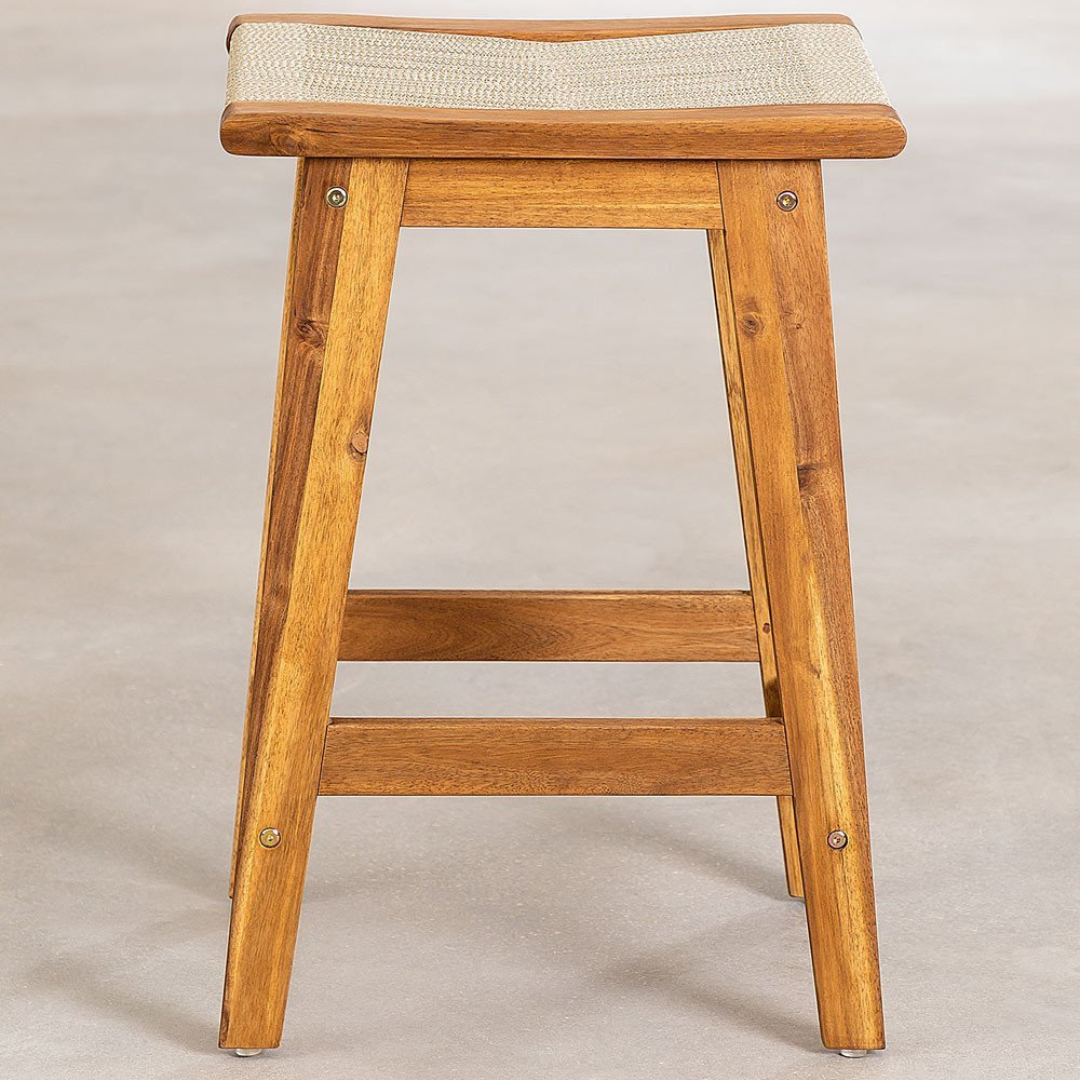 Tenay 65cm High Stool in Acacia Wood & Braided Rope