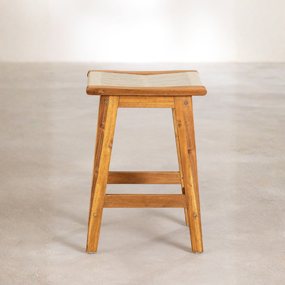 Tenay 65cm High Stool in Acacia Wood & Braided Rope