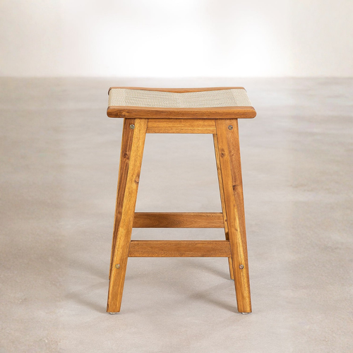 Tenay 65cm High Stool in Acacia Wood & Braided Rope