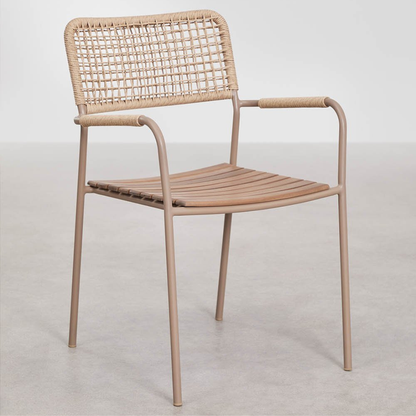 Tilda Stackable Garden Chair with Armrests - Steel & Acacia Wood