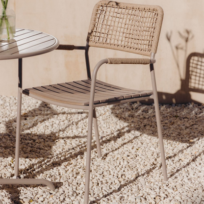 Tilda Stackable Garden Chair with Armrests - Steel & Acacia Wood
