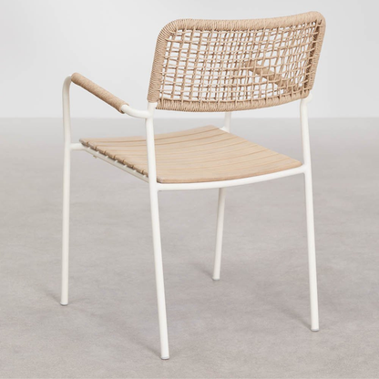 Tilda Stackable Garden Chair with Armrests - Steel & Acacia Wood
