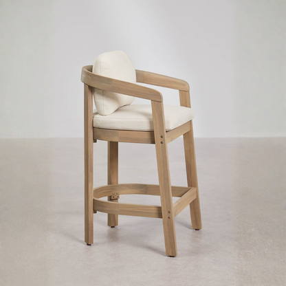 Uleno Acacia Wood High Stool with Cushions & Armrests